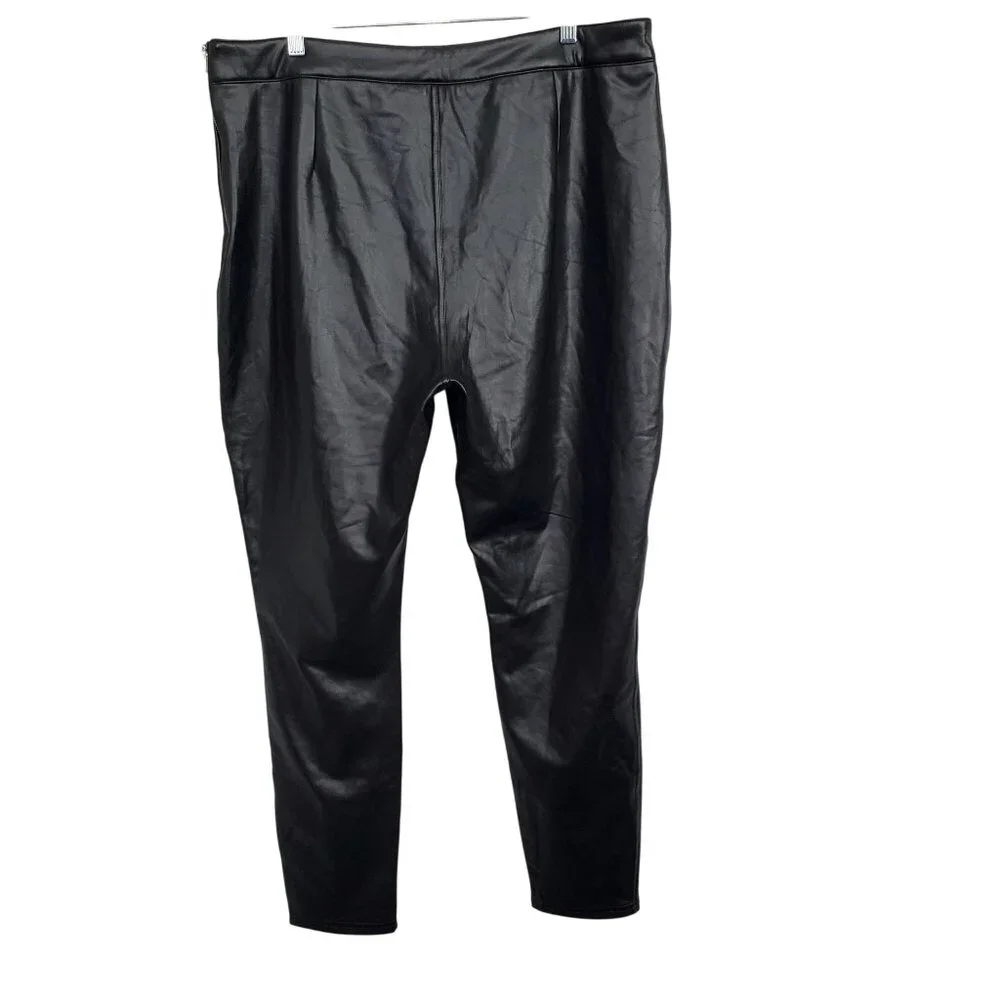 Fashion Nova 2X Pants PU Vegan Leather Side Zip Skinny Fit Stretch Trendy NEW - Picture 2 of 13